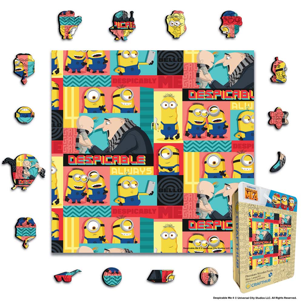 Animal Jigsaw Puzzle > Wooden Jigsaw Puzzle > Jigsaw Puzzle A4 + Wooden Gift Box Despicable Always - Wooden Jigsaw Puzzle