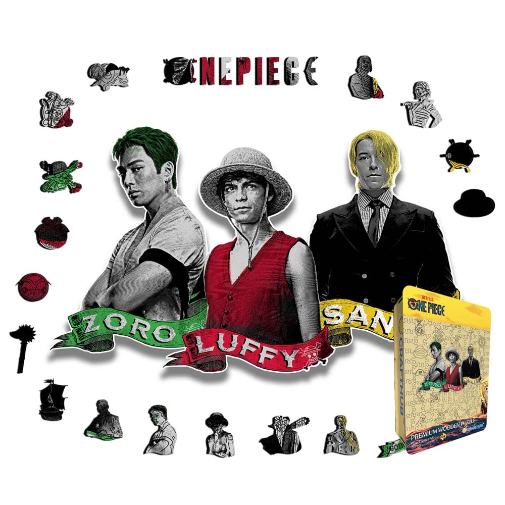 Animal Jigsaw Puzzle > Wooden Jigsaw Puzzle > Jigsaw Puzzle A4 + Wooden Gift Box Zoro, Luffy and Sanji - Wooden Jigsaw Puzzle