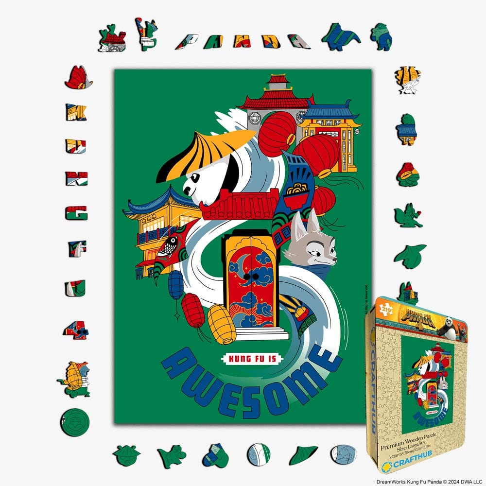 Animal Jigsaw Puzzle > Wooden Jigsaw Puzzle > Jigsaw Puzzle A3 + Wooden Gift Box Kungfu Is Awesome - Wooden Jigsaw Puzzle