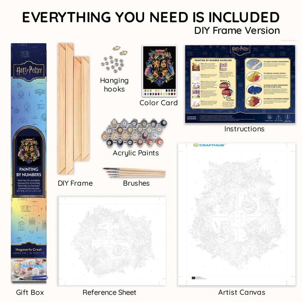 Animal Jigsaw Puzzle > Wooden Jigsaw Puzzle > Jigsaw Puzzle With DIY Wood Frame Hogwarts Crest - Paint By Numbers Kit