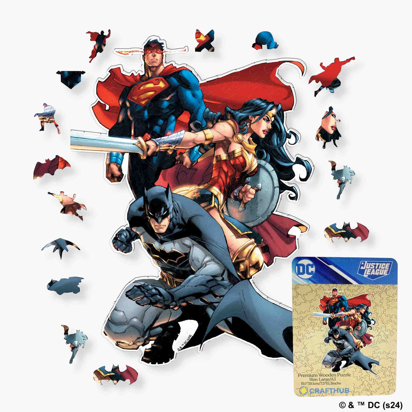 Animal Jigsaw Puzzle > Wooden Jigsaw Puzzle > Jigsaw Puzzle A4 + Wooden Gift Box Justice League United Wooden Jigsaw Puzzle