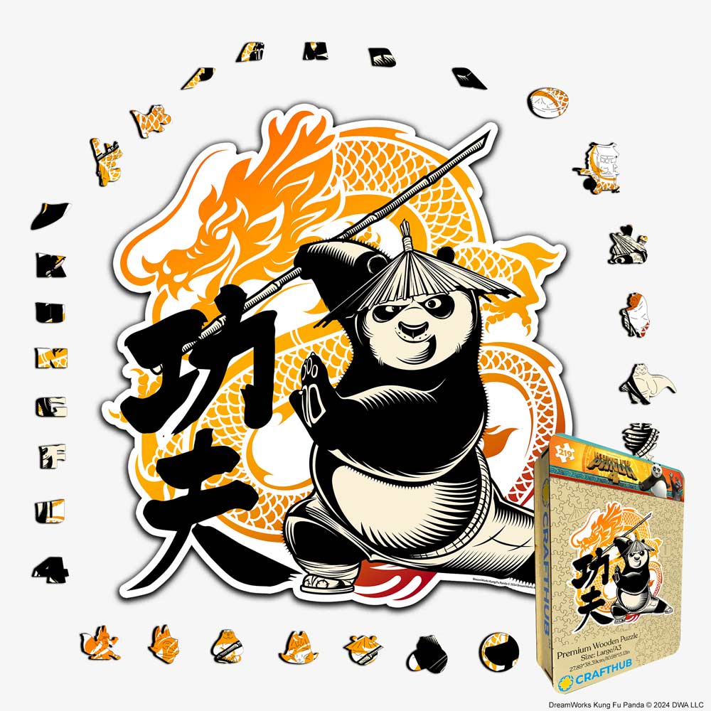 Animal Jigsaw Puzzle > Wooden Jigsaw Puzzle > Jigsaw Puzzle A4 + Wooden Gift Box Dragon Warrior Spirit - Wooden Jigsaw Puzzle