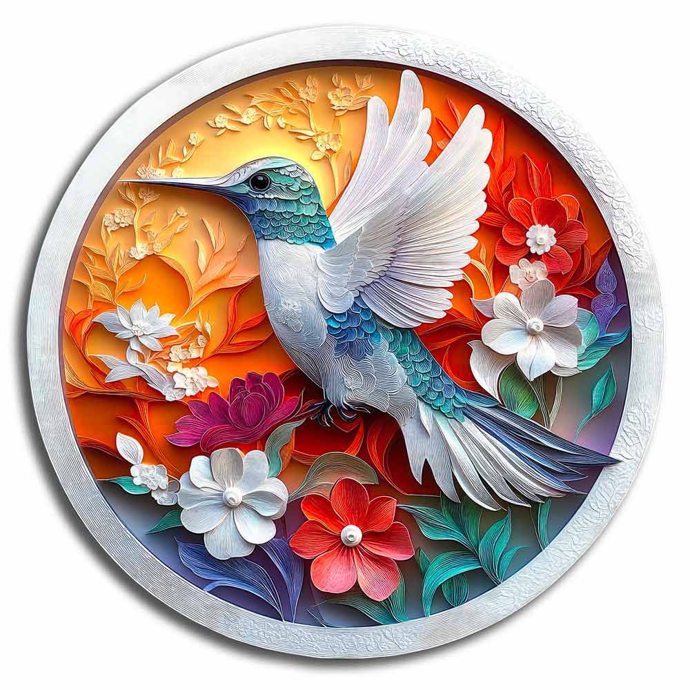 Animal Jigsaw Puzzle > Wooden Jigsaw Puzzle > Jigsaw Puzzle Floral Hummingbird - Jigsaw Puzzle