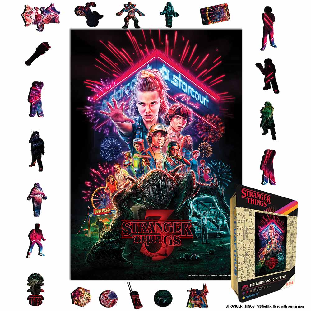 Animal Jigsaw Puzzle > Wooden Jigsaw Puzzle > Jigsaw Puzzle A4 + Wooden Gift Box The Battle of Hawkins - Wooden Jigsaw Puzzle
