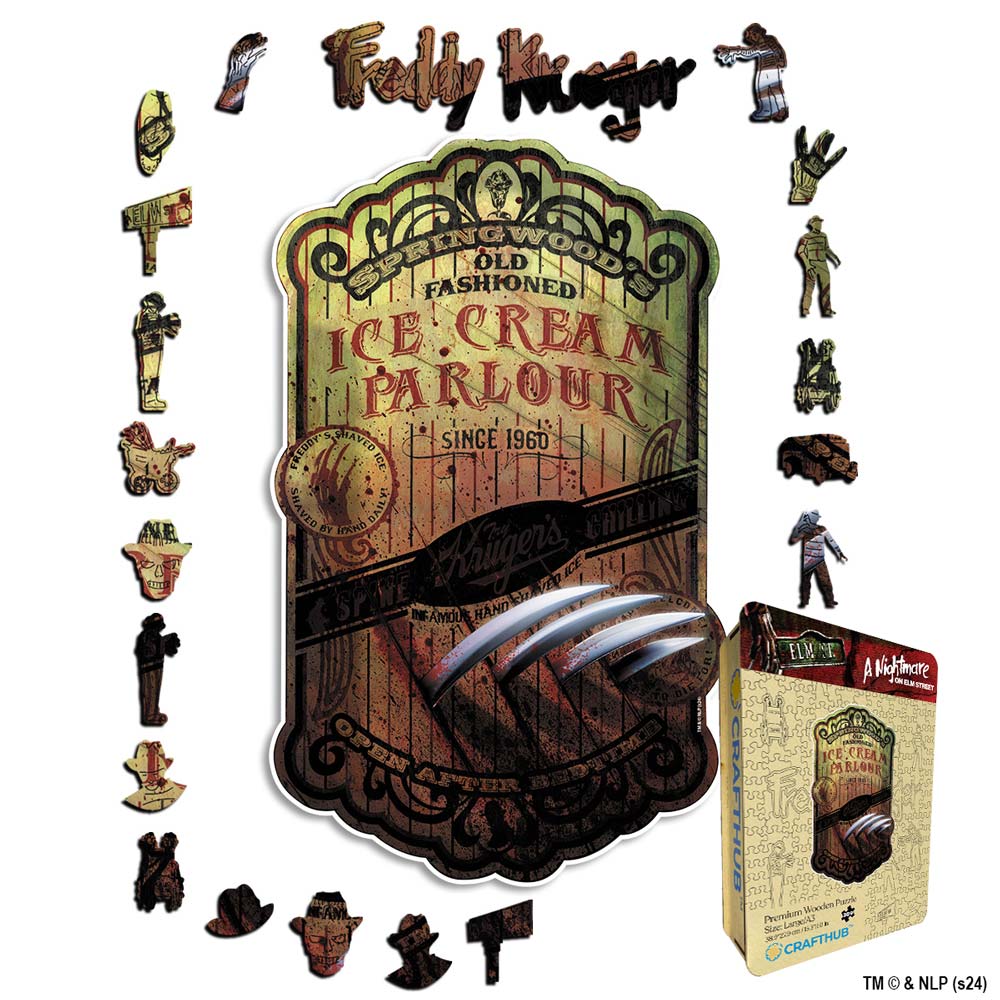 Animal Jigsaw Puzzle > Wooden Jigsaw Puzzle > Jigsaw Puzzle A4 + Wooden Gift Box Freddy Krueger Ice Cream Parlour - Wooden Jigsaw Puzzle