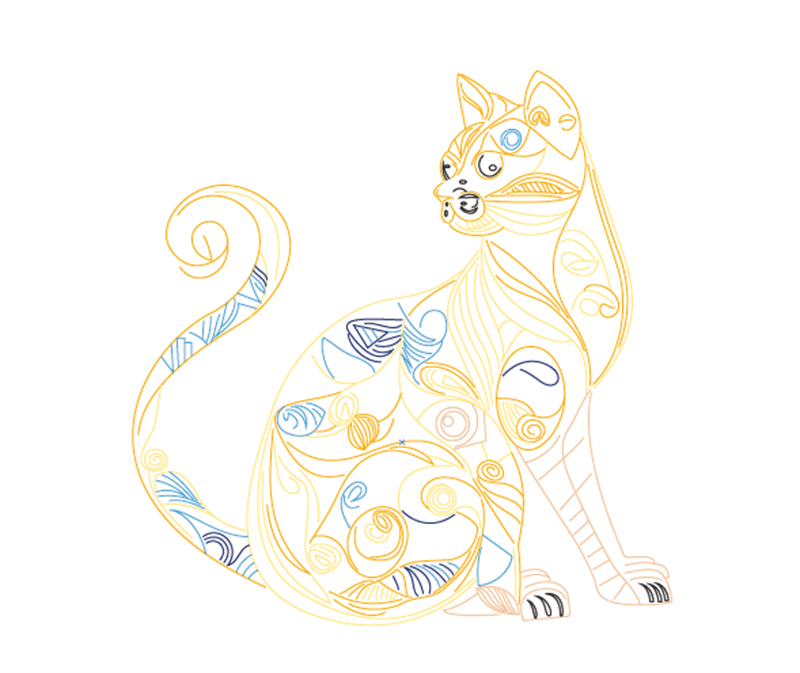 Quilling Art Cat / 20x30cm / 7.8"x11.8" Filigree Painting Kit - Cat