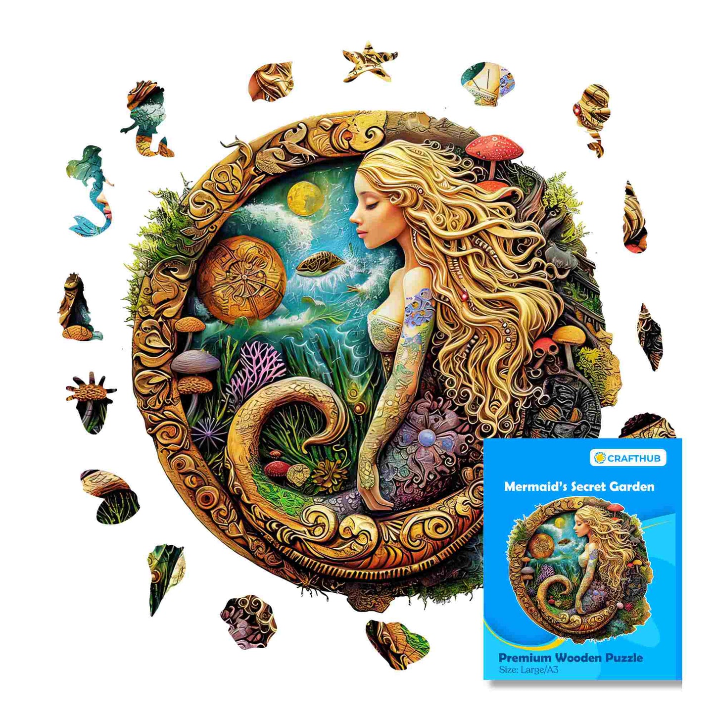Animal Jigsaw Puzzle > Wooden Jigsaw Puzzle > Jigsaw Puzzle A3 Mermaid Secret Garden - Jigsaw Puzzle
