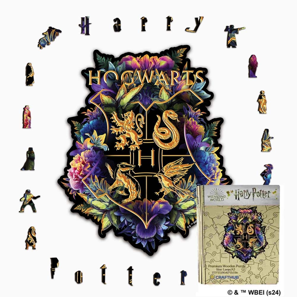 Animal Jigsaw Puzzle > Wooden Jigsaw Puzzle > Jigsaw Puzzle A2 + Wooden Gift Box Harry Potter - Hogwarts Crest - Fine Oddities Wooden Jigsaw Puzzle