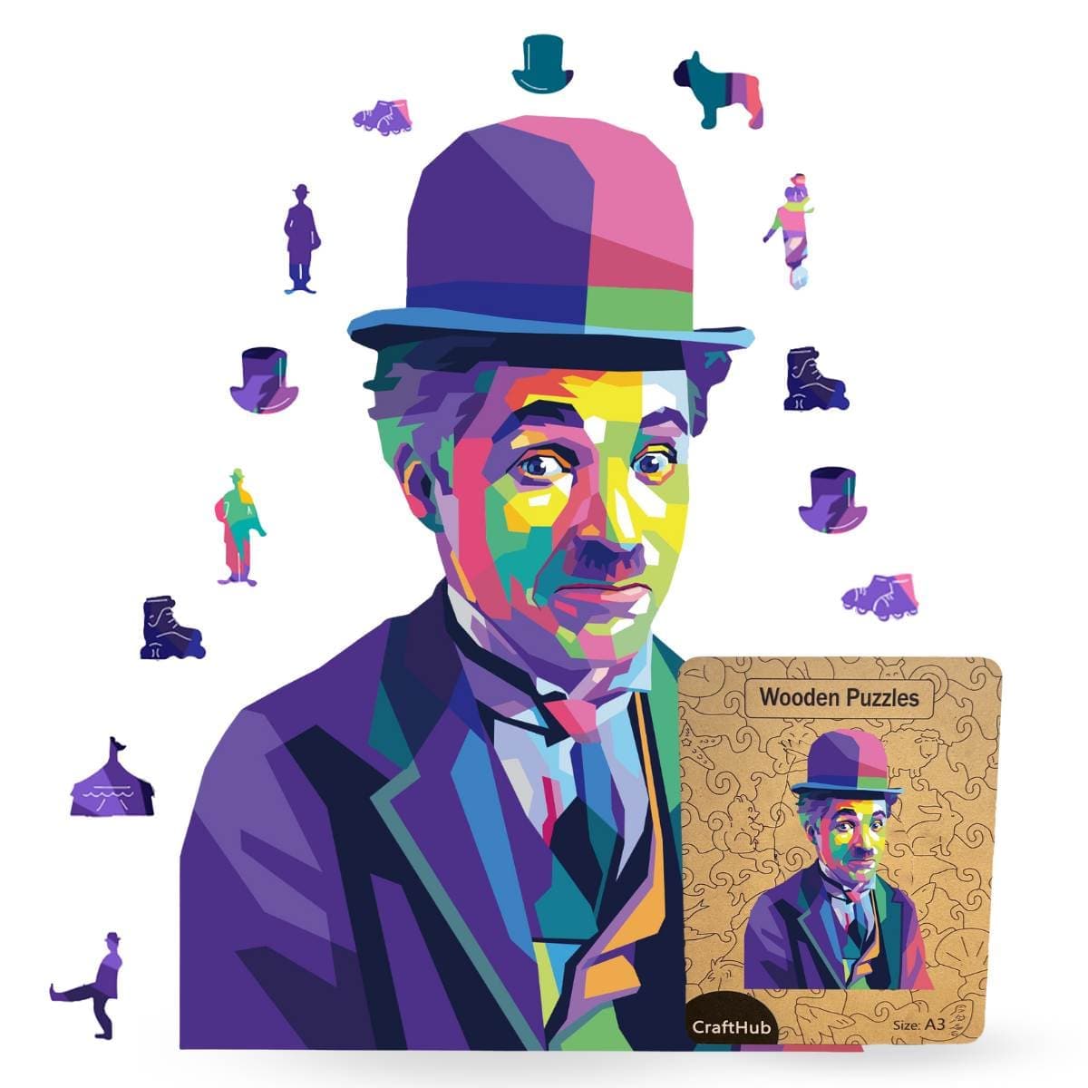 Animal Jigsaw Puzzle > Wooden Jigsaw Puzzle > Jigsaw Puzzle Charlie Chaplin - Jigsaw Puzzle