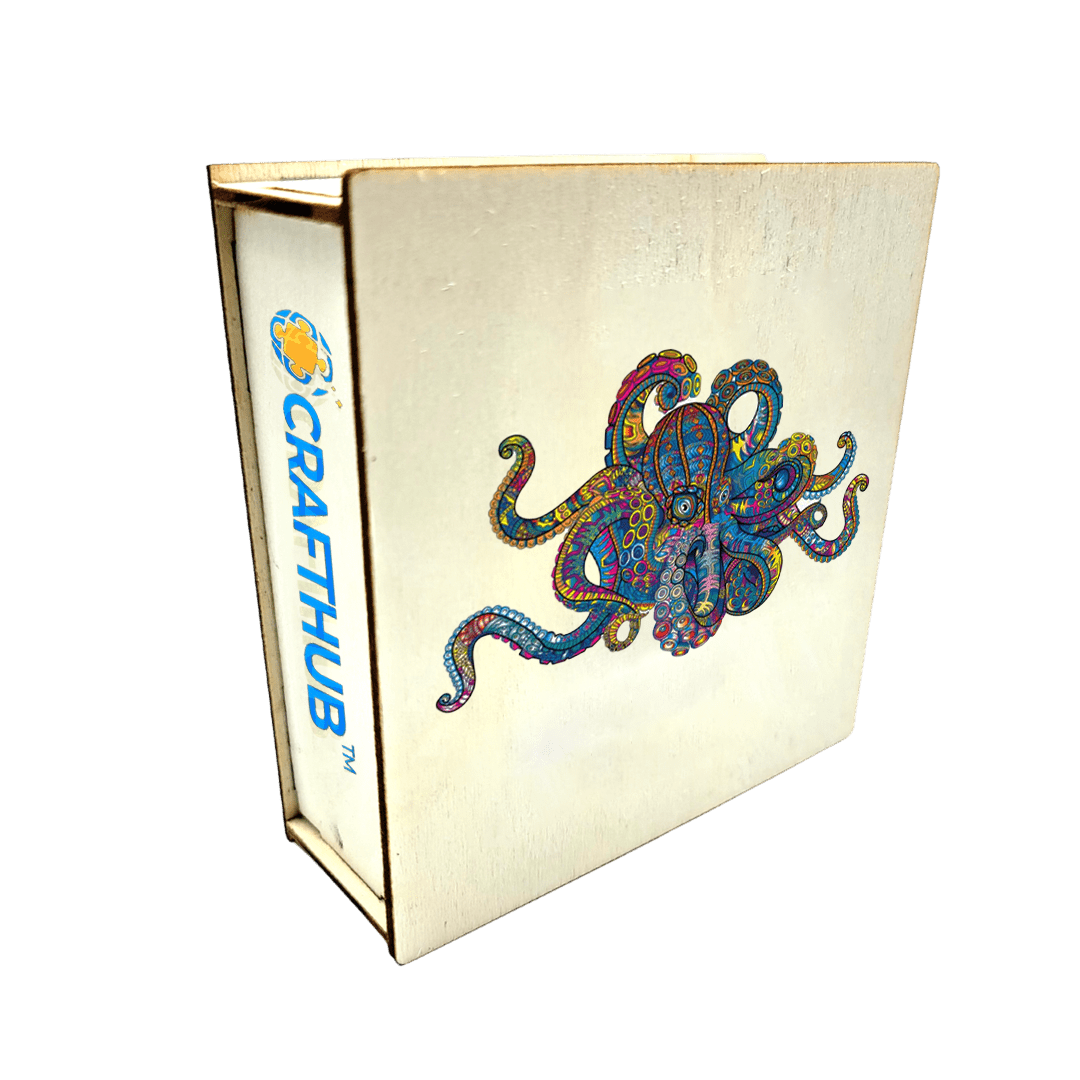 A3+Wooden Box Colorful Octopus - Wooden Jigsaw Puzzle