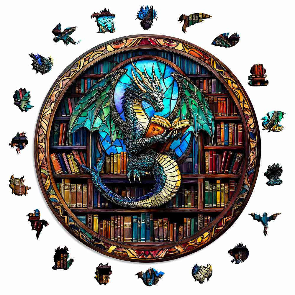 Animal Jigsaw Puzzle > Wooden Jigsaw Puzzle > Jigsaw Puzzle A5 Stained Glass Dragon - Jigsaw Puzzle