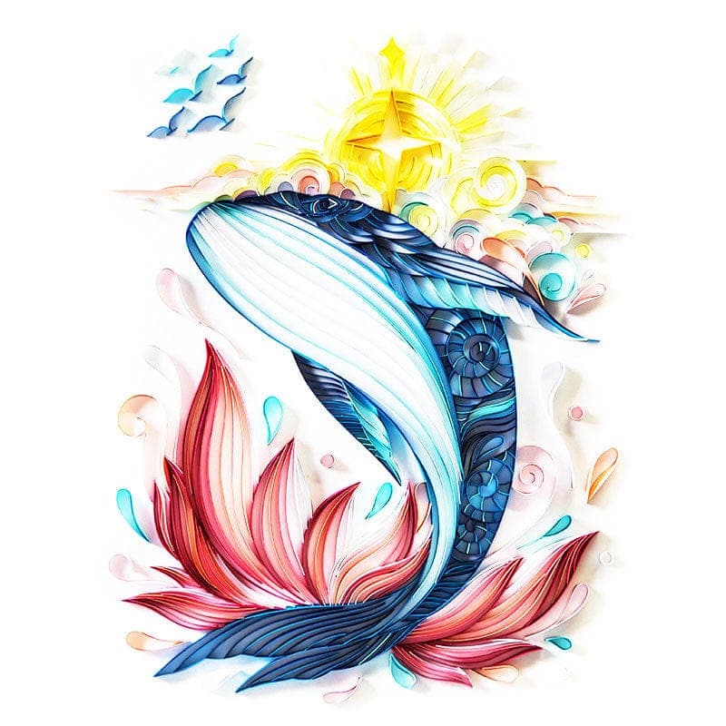 Quilling Art Whale / DIY Kit (Painting kit + Tools kit + 35 color strips set) / 16" x 20″ / (40.6cm x 50.8cm) Paper Filigree painting Kit - Horse