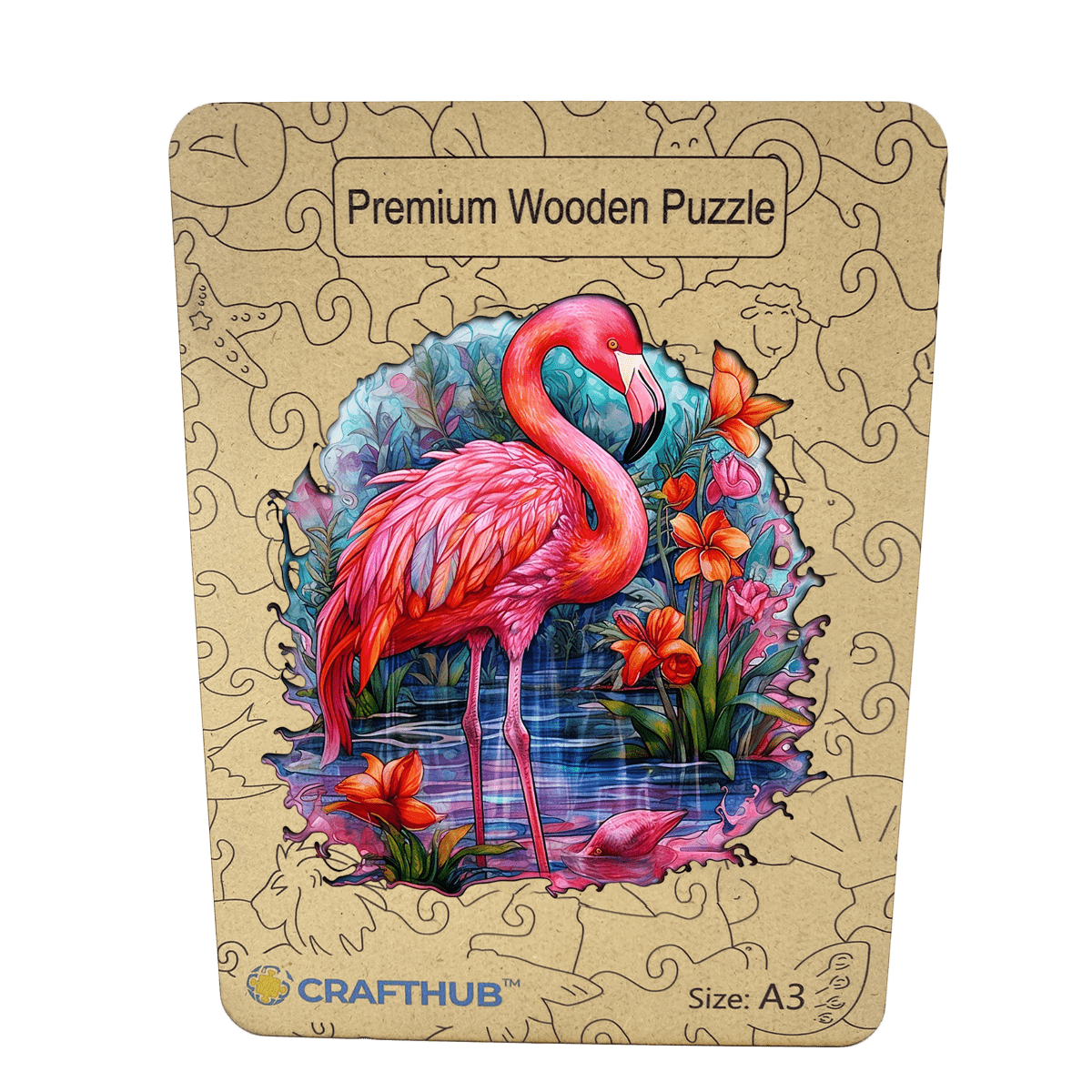 Animal Jigsaw Puzzle > Wooden Jigsaw Puzzle > Jigsaw Puzzle A3+Wooden Box Flamingo - Jigsaw Puzzle