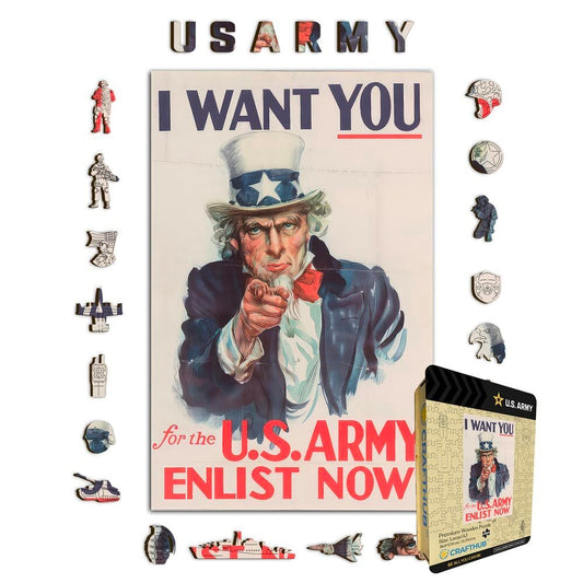 Animal Jigsaw Puzzle > Wooden Jigsaw Puzzle > Jigsaw Puzzle A4 + Wooden Gift Box I Want You For The U.S. Army - Wooden Jigsaw Puzzle
