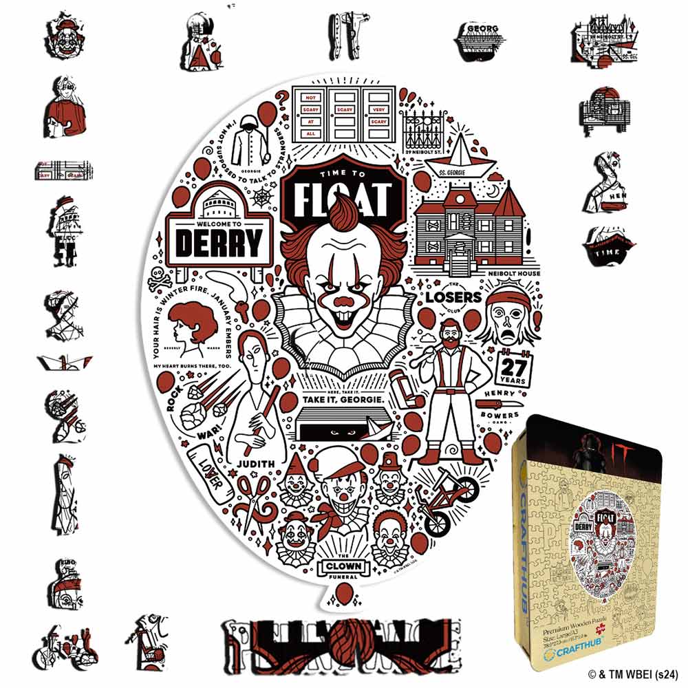 Animal Jigsaw Puzzle > Wooden Jigsaw Puzzle > Jigsaw Puzzle A4 + Wooden Gift Box Pennywise Red Balloon - Wooden Jigsaw Puzzle