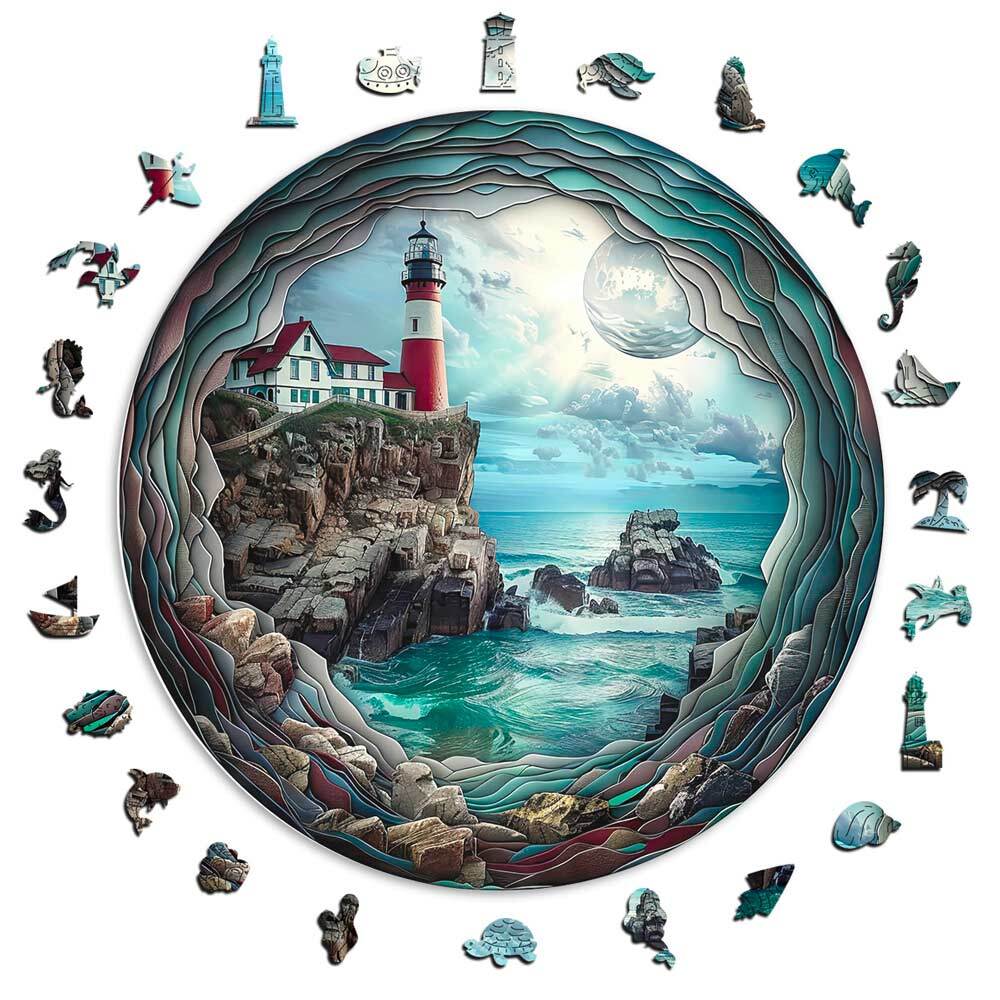 Animal Jigsaw Puzzle > Wooden Jigsaw Puzzle > Jigsaw Puzzle A5 3D Dreamy Lighthouse - Jigsaw Puzzle