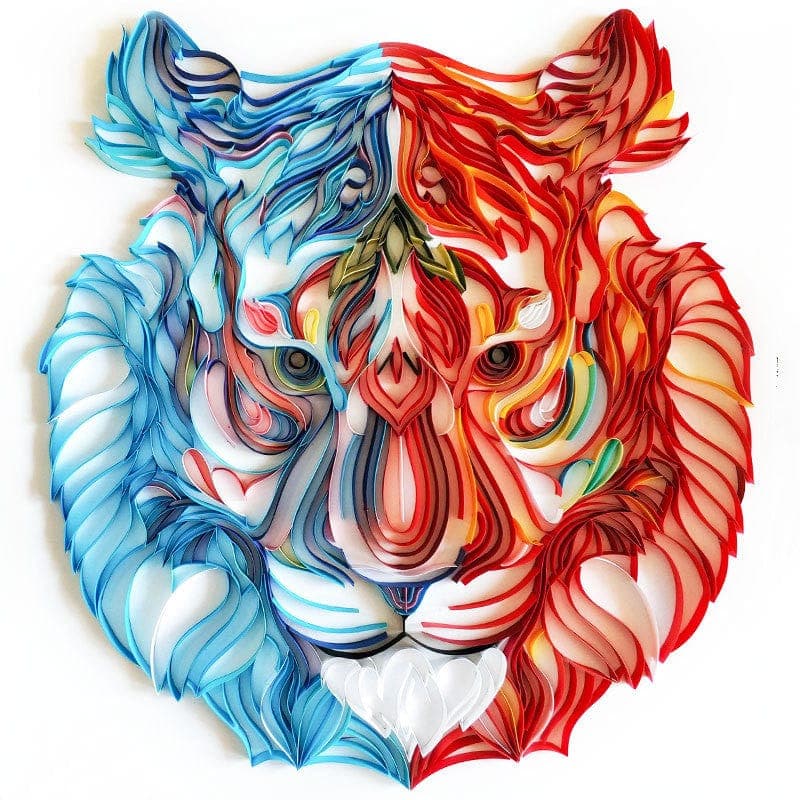 Quilling Art Tiger / DIY Kit (Painting kit + Tools kit + 35 color strips set) / 16" x 20″ / (40.6cm x 50.8cm) Paper Filigree painting Kit - Horse