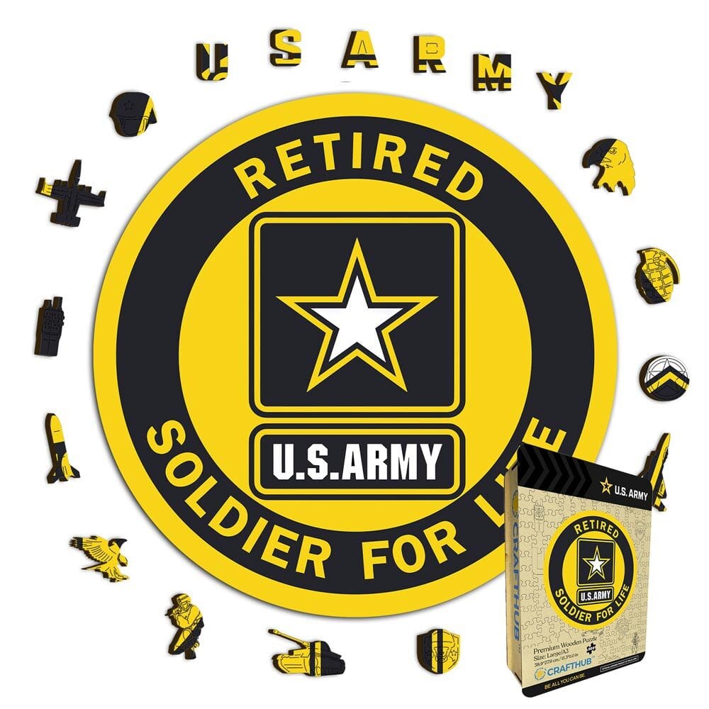 Animal Jigsaw Puzzle > Wooden Jigsaw Puzzle > Jigsaw Puzzle A4 + Wooden Gift Box Retired Soldier For Life - Wooden Jigsaw Puzzle