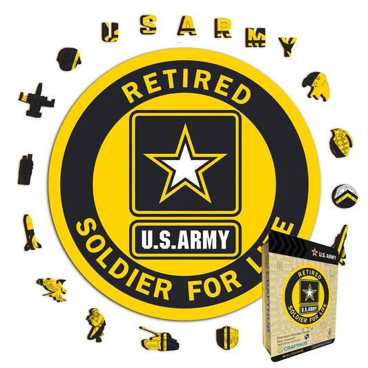 Animal Jigsaw Puzzle > Wooden Jigsaw Puzzle > Jigsaw Puzzle A4 + Wooden Gift Box Retired Soldier For Life - Wooden Jigsaw Puzzle