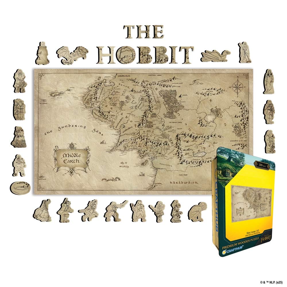 Animal Jigsaw Puzzle > Wooden Jigsaw Puzzle > Jigsaw Puzzle A4 + Wooden Gift Box The Great Map of Middle-earth - Wooden Jigsaw Puzzle
