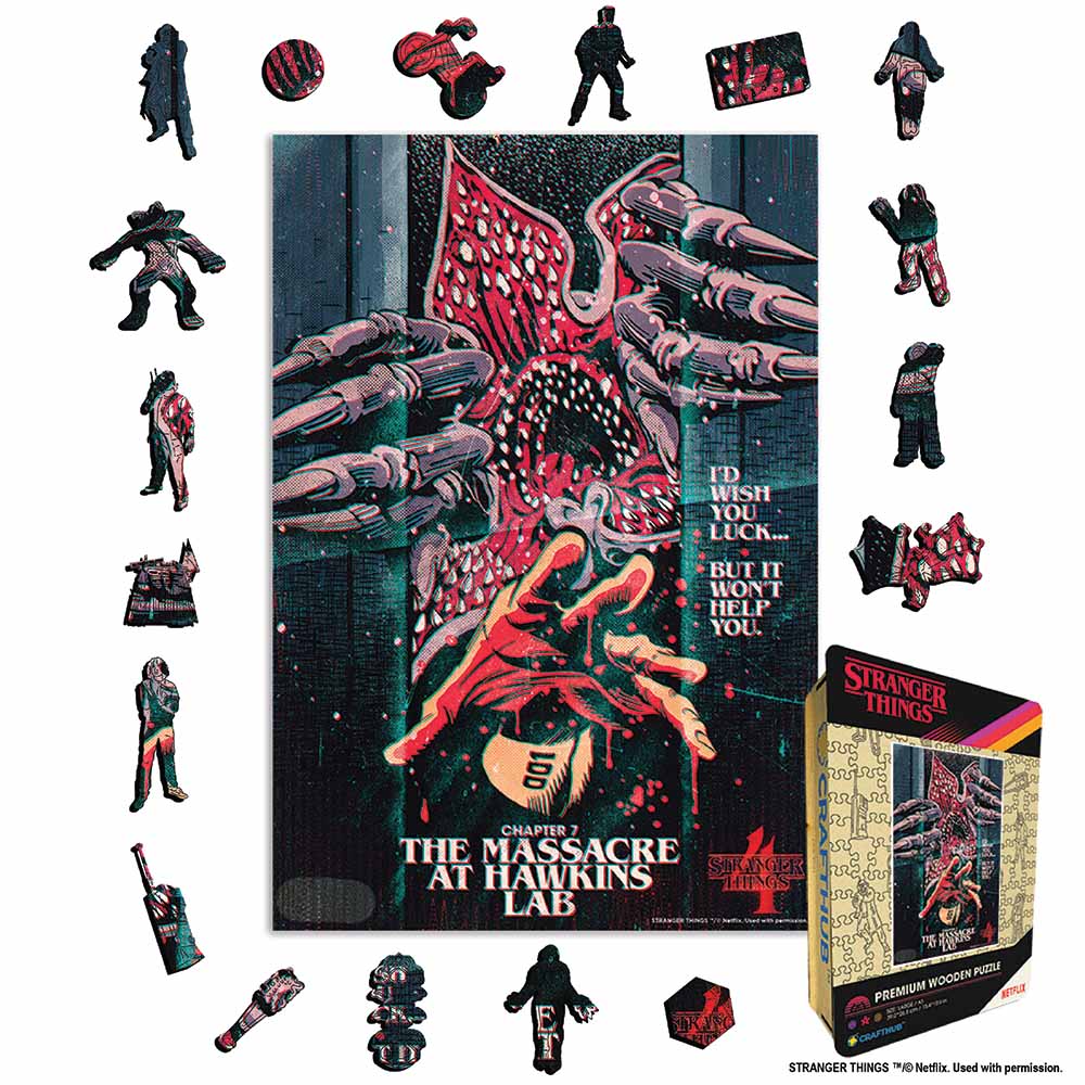 Animal Jigsaw Puzzle > Wooden Jigsaw Puzzle > Jigsaw Puzzle A4 + Wooden Gift Box The Massacre At Hawkins Lab - Wooden Jigsaw Puzzle