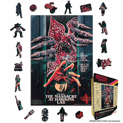 Animal Jigsaw Puzzle > Wooden Jigsaw Puzzle > Jigsaw Puzzle A4 + Wooden Gift Box The Massacre At Hawkins Lab - Wooden Jigsaw Puzzle