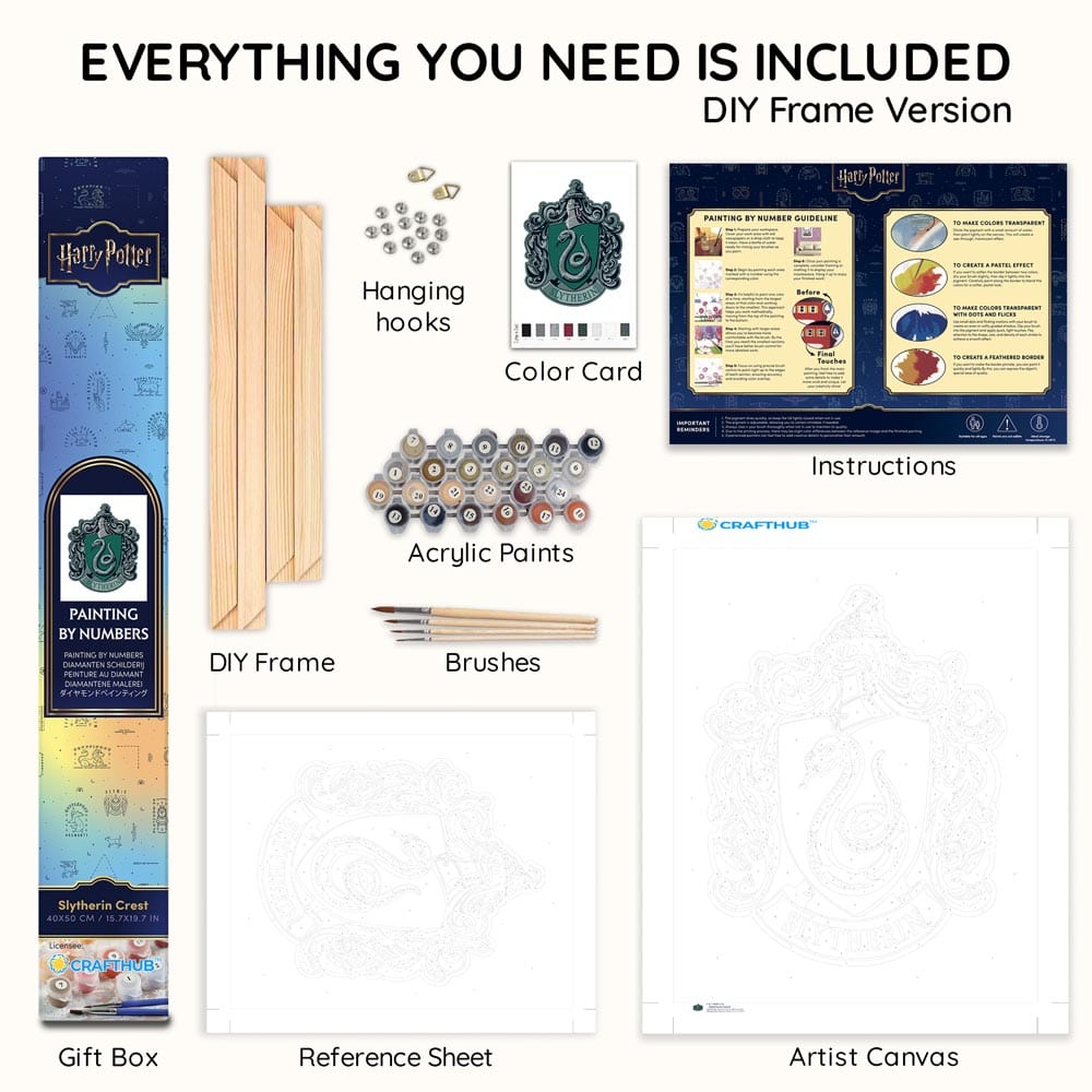 Animal Jigsaw Puzzle > Wooden Jigsaw Puzzle > Jigsaw Puzzle With DIY Wood Frame Slytherin Crest - Paint By Numbers Kit