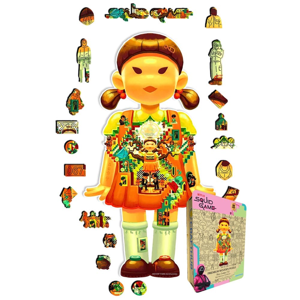 Animal Jigsaw Puzzle > Wooden Jigsaw Puzzle > Jigsaw Puzzle A4 + Wooden Gift Box Squid Game Doll - Wooden Jigsaw Puzzle