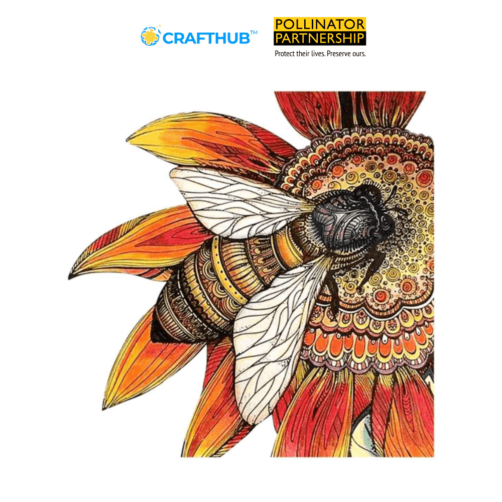 Animal Jigsaw Puzzle > Wooden Jigsaw Puzzle > Jigsaw Puzzle Bee On a Sunflower / A5 CraftHub & Pollinator Foundation: A Partnership for Change