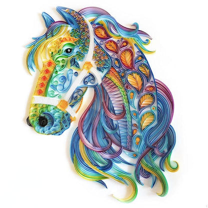 Quilling Art Horse / DIY Kit (Painting kit + Tools kit + 35 color strips set) / 16" x 20″ / (40.6cm x 50.8cm) Paper Filigree painting Kit - Horse