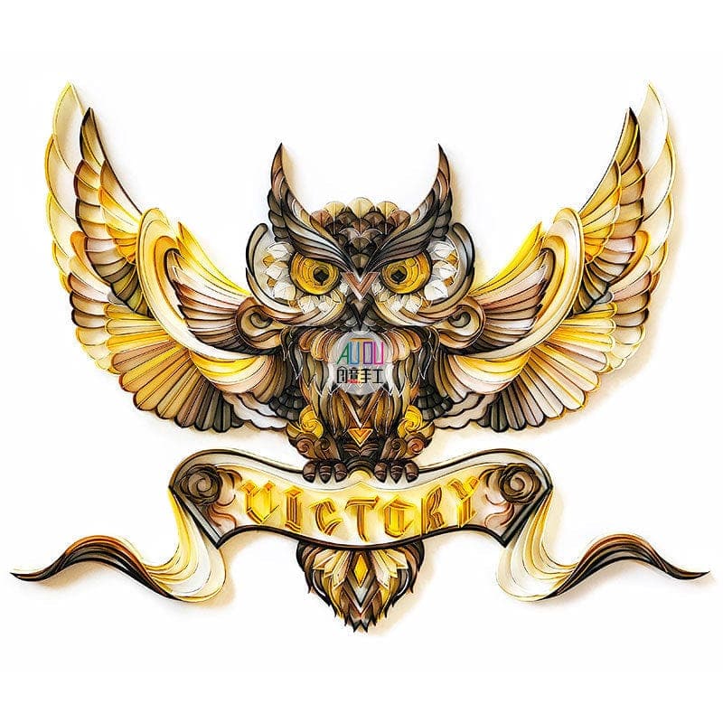 Quilling Art Owl / DIY Kit (Painting kit + Tools kit + 35 color strips set) / 16" x 20″ / (40.6cm x 50.8cm) Paper Filigree painting Kit - Horse