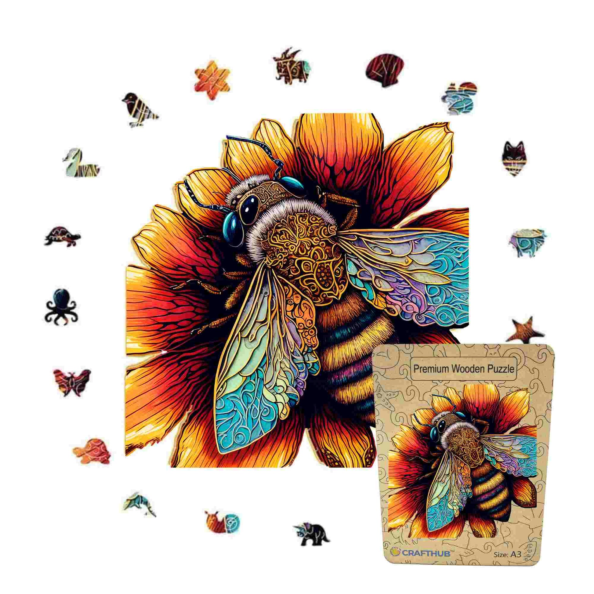Animal Jigsaw Puzzle > Wooden Jigsaw Puzzle > Jigsaw Puzzle A3+Wooden Box Bee - Jigsaw Puzzle