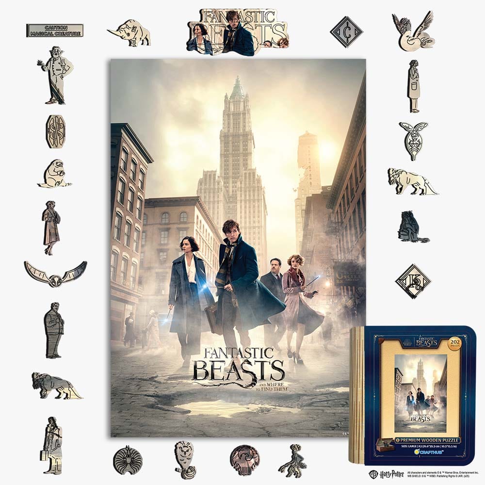 Animal Jigsaw Puzzle > Wooden Jigsaw Puzzle > Jigsaw Puzzle A4 + Wooden Gift Box Fantastic Beasts and Where to Find Them - Wooden Jigsaw Puzzle
