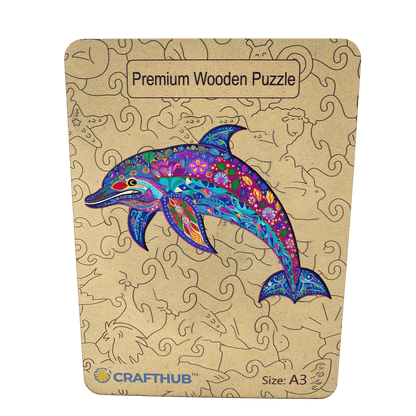 Animal Jigsaw Puzzle > Wooden Jigsaw Puzzle > Jigsaw Puzzle A3+Wooden Box Dolfin - Jigsaw Puzzle